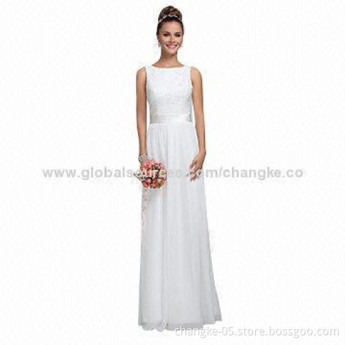 Bridesmaid dresses, crew neckline, lace connected chiffon